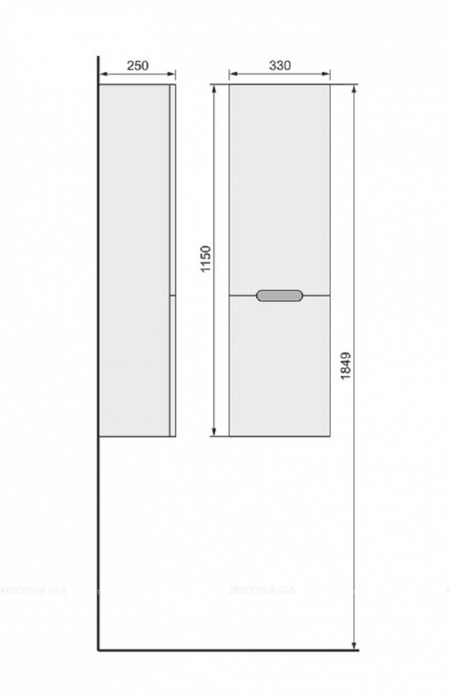 Шкаф-пенал Jorno Moduo Slim Slim см, Mod.04.115/P/W, белый - изображение 2