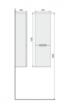 Шкаф-пенал Jorno Moduo Slim Slim см, Mod.04.115/P/W, белый - 2 изображение