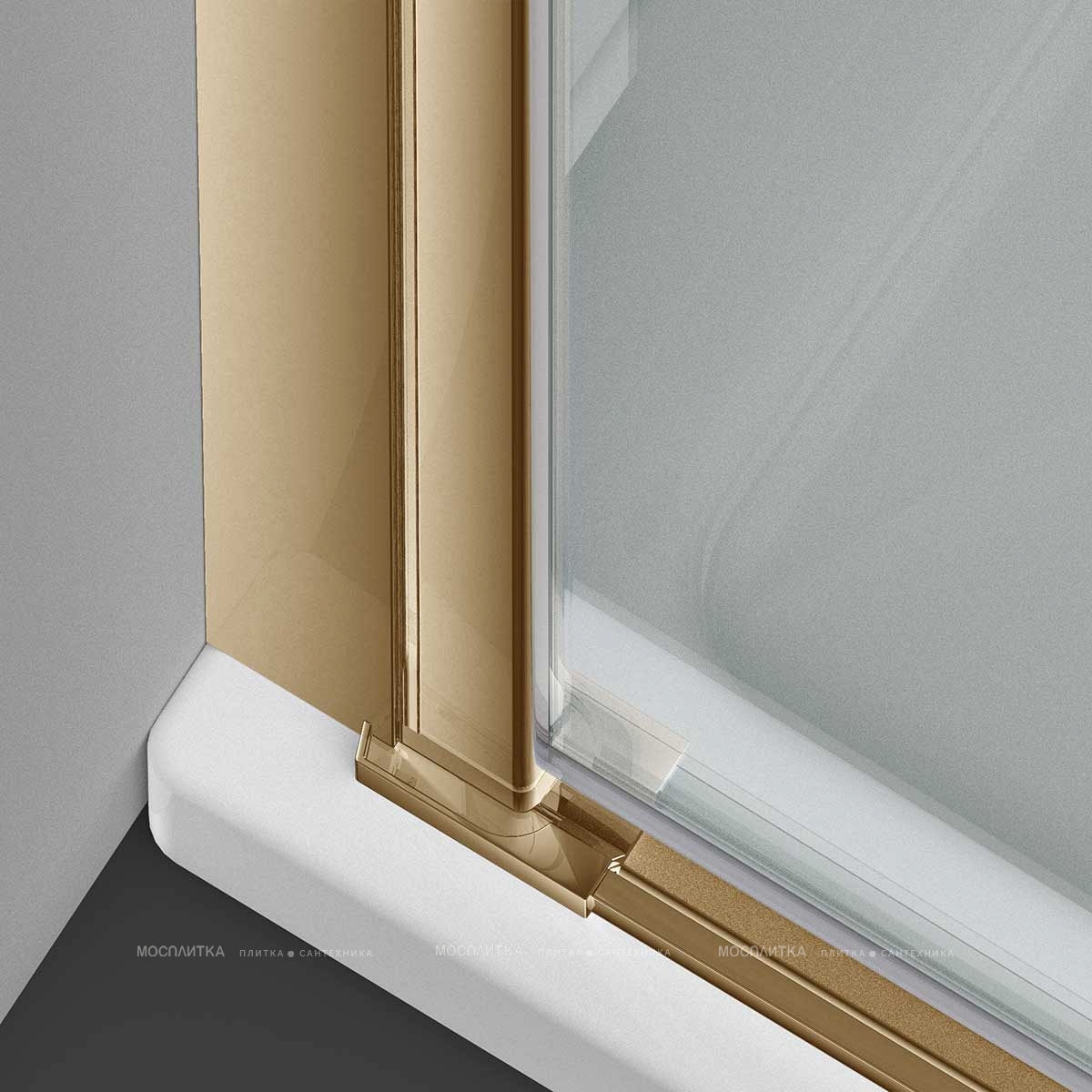 Душевая дверь Vincea Alpha 90х195 VDP-3AL900CLG, профиль брашированное золото, стекло прозрачное - изображение 4