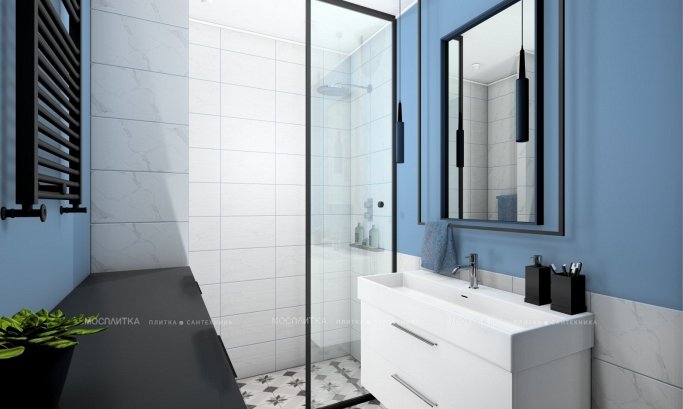 Дизайн Ванная в стиле Современный в белом цвете №12726 - 6 изображение