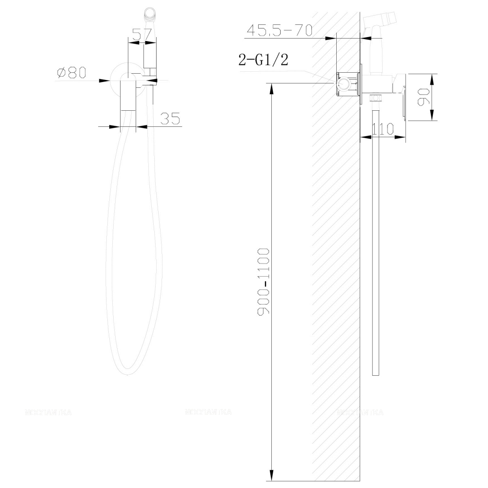 Гигиенический душ Abber Weiss Insel AF8025 со смесителем, хром глянец - изображение 4