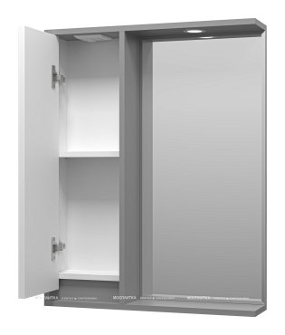 Зеркальный шкаф Brevita Balaton 65 см BAL-04065-01-01Л левый, с подсветкой, белый / серый - 3 изображение
