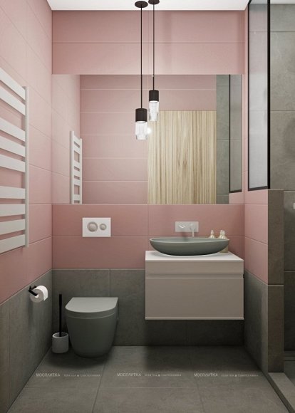 Дизайн Совмещённый санузел в стиле Современный в розовым цвете №12317 - 5 изображение