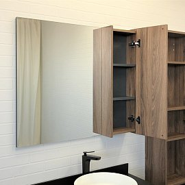 Зеркальный шкаф Comforty Порто-90 дуб темно-коричневый, 00-00009232