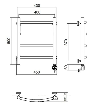 Полотенцесушитель электрический Aquanerzh лесенка дуга 50x43, правый - 5 изображение