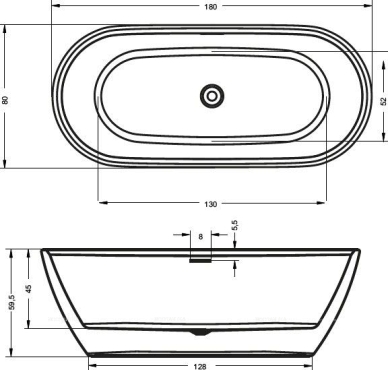 Акриловая ванна Riho Inspire FS 180 см - 3 изображение