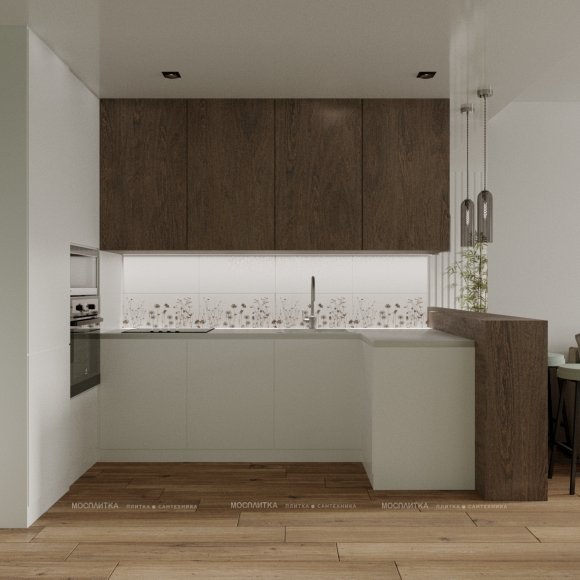 Дизайн Кухня-гостиная в стиле Современный в бежевом цвете №13129 - 6 изображение
