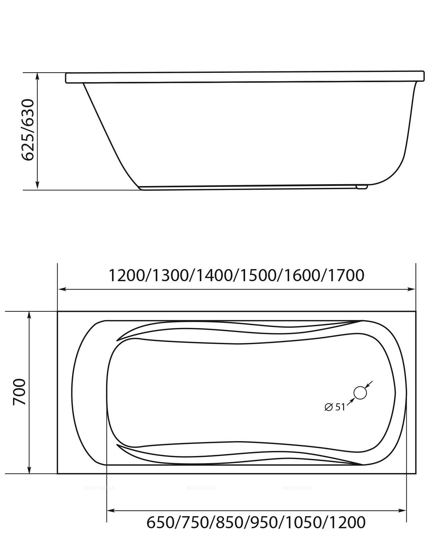 Акриловая ванна Creto Classio 150х70 см 10-15070 - изображение 3