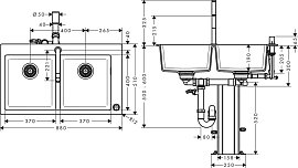 Кухонная мойка с встроенным смесителем Hansgrohe C51-F770-10 43221000, черный
