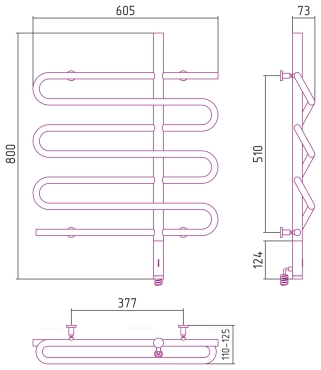 Полотенцесушитель электрический Сунержа Эпатаж 2.0 80х60 см 31-0551-8060 матовый черный - 4 изображение