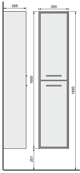 Шкаф-пенал Raval Frame 160 Fra.04.160/P/W-DS, подвесной, фасад - белый, корпус - дуб сонома