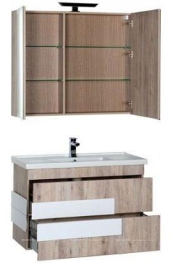 Комплект мебели для ванной Aquanet Мадейра 100 дуб кантри - 4 изображение