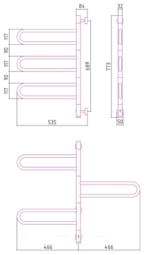 Полотенцесушитель электрический Сунержа Парео 4.0 77,3х53,5 см 00-0823-0773 без покрытия - 3 изображение