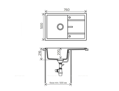 Мойка кухонная Tolero Classic R-112 765773 белый - 3 изображение