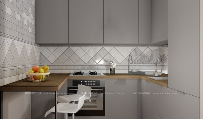 Дизайн Кухня-гостиная в стиле Минимализм в белом цвете №12534 - 3 изображение