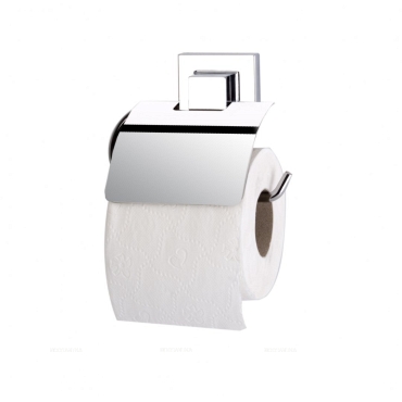 Держатель туалетной бумаги с крышкой Tekno-tel EF238 самоклеящийся, хром - 2 изображение