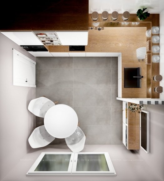 Дизайн Кухня в стиле Современный в сером цвете №12577 - 2 изображение