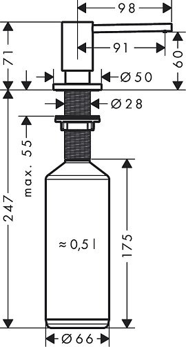 Дозатор для жидкого мыла Hansgrohe A41 40438800 нержавеющая сталь
