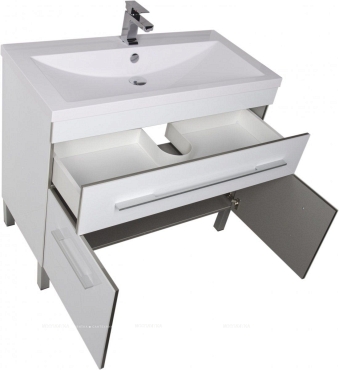 Комплект мебели для ванной Aquanet Верона 100 1 ящ 2 дв белый зеркало камерино - 5 изображение