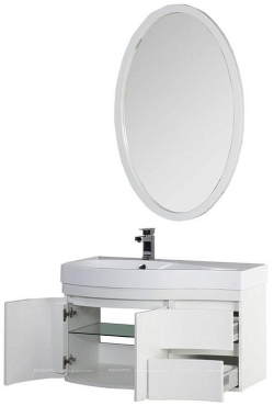 Комплект мебели для ванной Aquanet Сопрано 95 L распашн. двери белый - 3 изображение