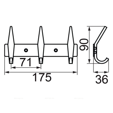 Планка Veragio Gifortes с 3-мя крючками L17,4xH3 см хром - 2 изображение