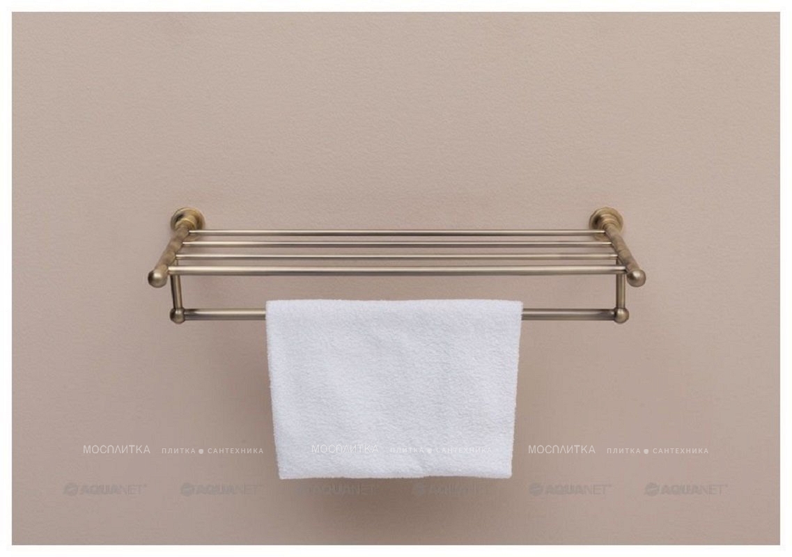 Полка для полотенец с полотенцедержателем Aquanet 3862, 63 см, бронза - изображение 3