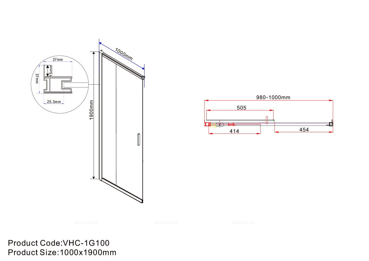 Душевой уголок Vincea Garda VSS-1G1011CH, 1100*1000, хром, стекло шиншилла - изображение 6