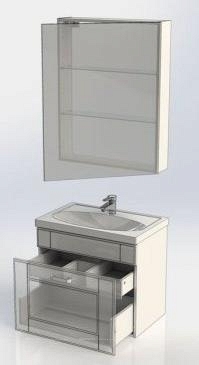 Комплект мебели для ванной Aquanet Рондо 70 1 ящик зеркало Камерино белый - 7 изображение