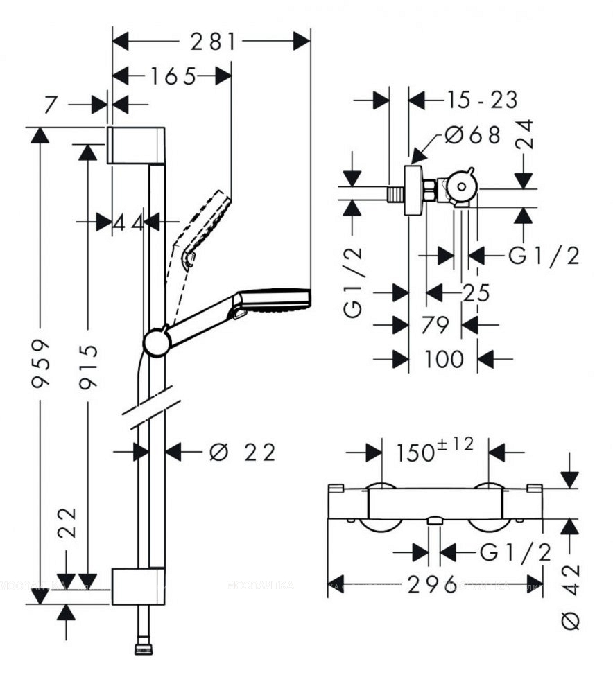 Душевой гарнитур Hansgrohe Crometta 27813400 с термостатом - изображение 4