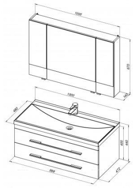 Комплект мебели для ванной Aquanet Нота 100 белый зеркало камерино - 6 изображение