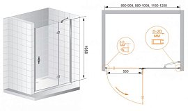 Душевая дверь в нишу Cezares BERGAMO-B-12-120-C-Cr-L-IV стекло прозрачное