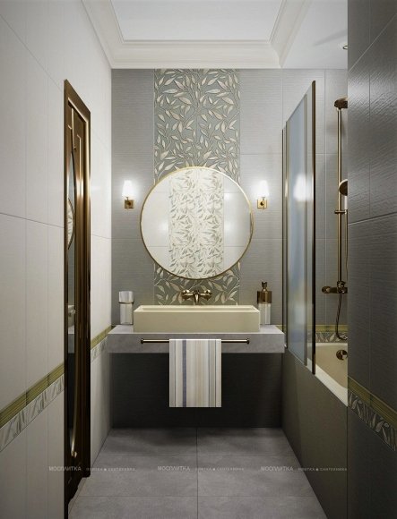 Дизайн Ванная в стиле Арт-деко в бежевом цвете №11627 - 3 изображение