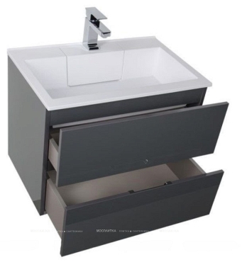 Комплект мебели для ванной Aquanet Алвита 70 серый антрацит - 9 изображение