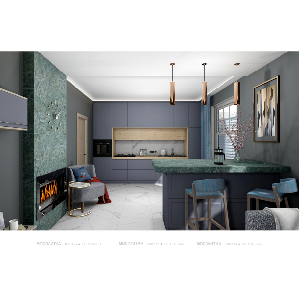 Дизайн Кухня-гостиная в стиле Современный в сером цвете №12974 - 8 изображение