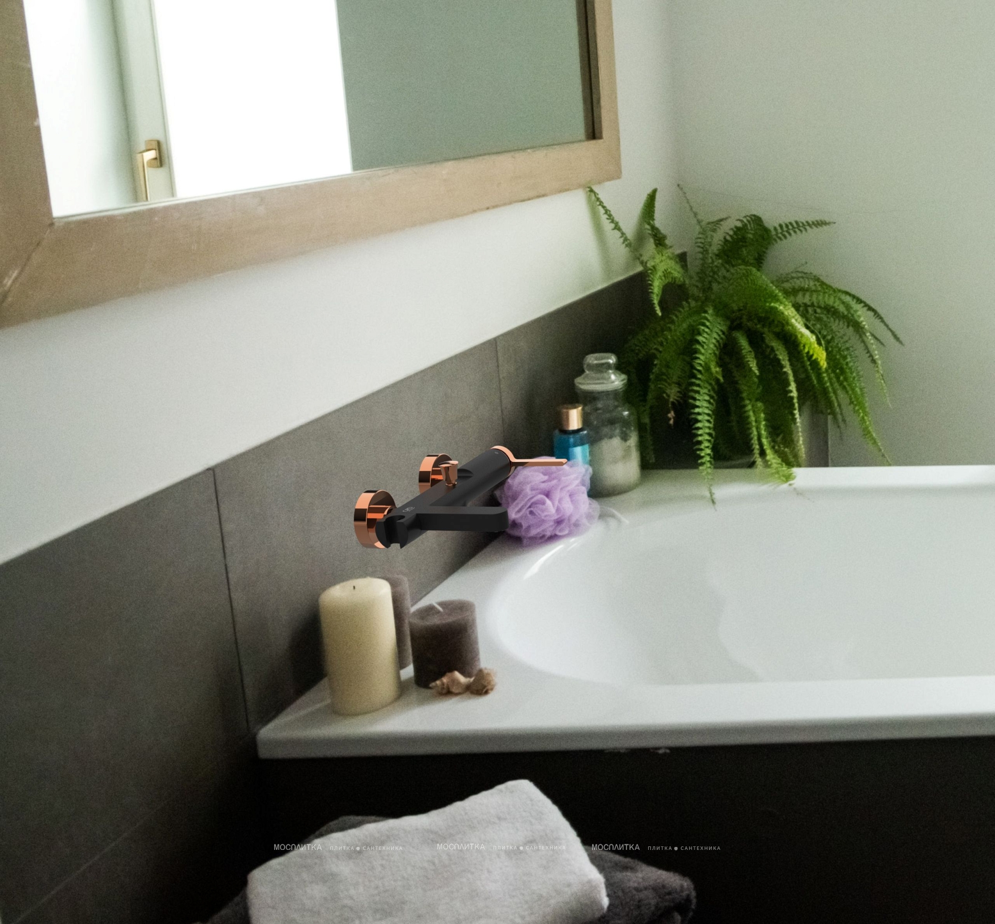 Смеситель для ванны с душем GPD Gildo Colored MBB165-S-R матовый черный / розовое золото - изображение 7