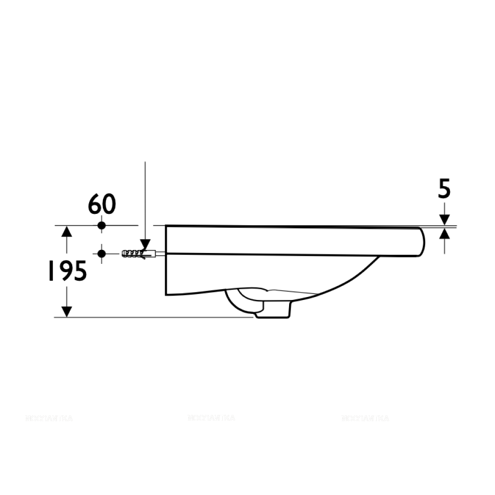 Раковина 60 см Ideal Standard CONTOUR S216801 - изображение 3