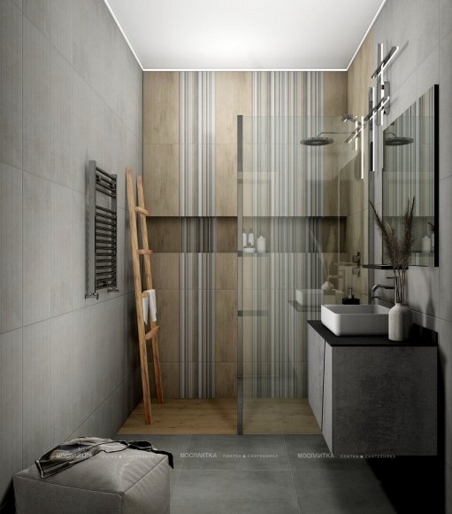 Дизайн Ванная в стиле Современный в сером цвете №12694
