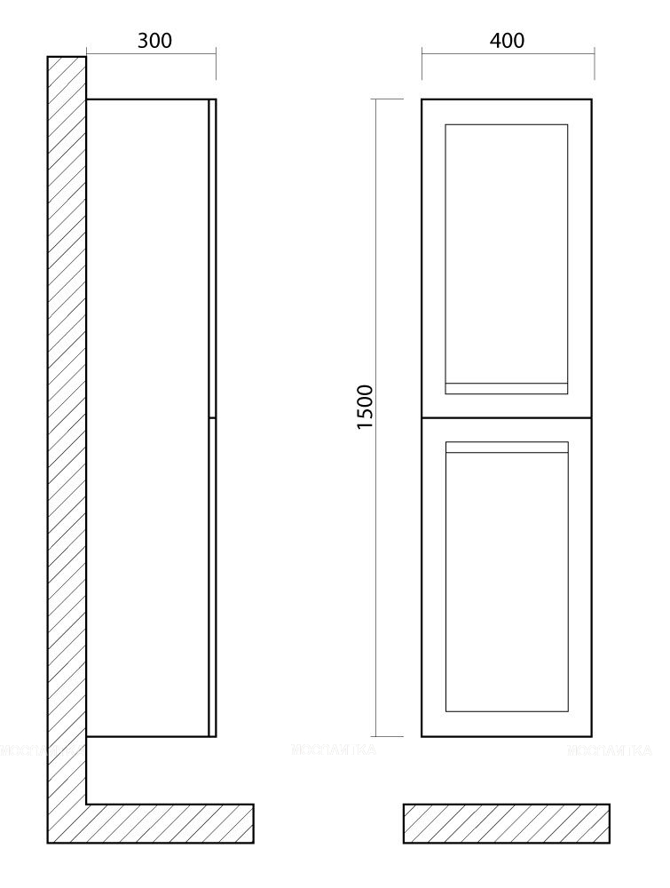 Шкаф-пенал Art&Max Platino 40 см AM-Platino-1500-2A-SO-NM черный матовый - изображение 3