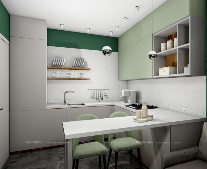 Дизайн Кухня в стиле Минимализм в сером цвете №12713 - 3 изображение