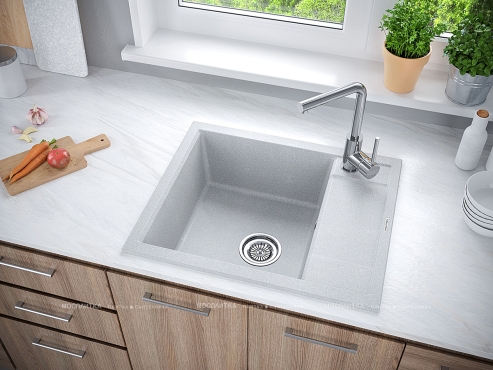 Мойка кухонная Paulmark Optimum PM216050-GR серый - 3 изображение