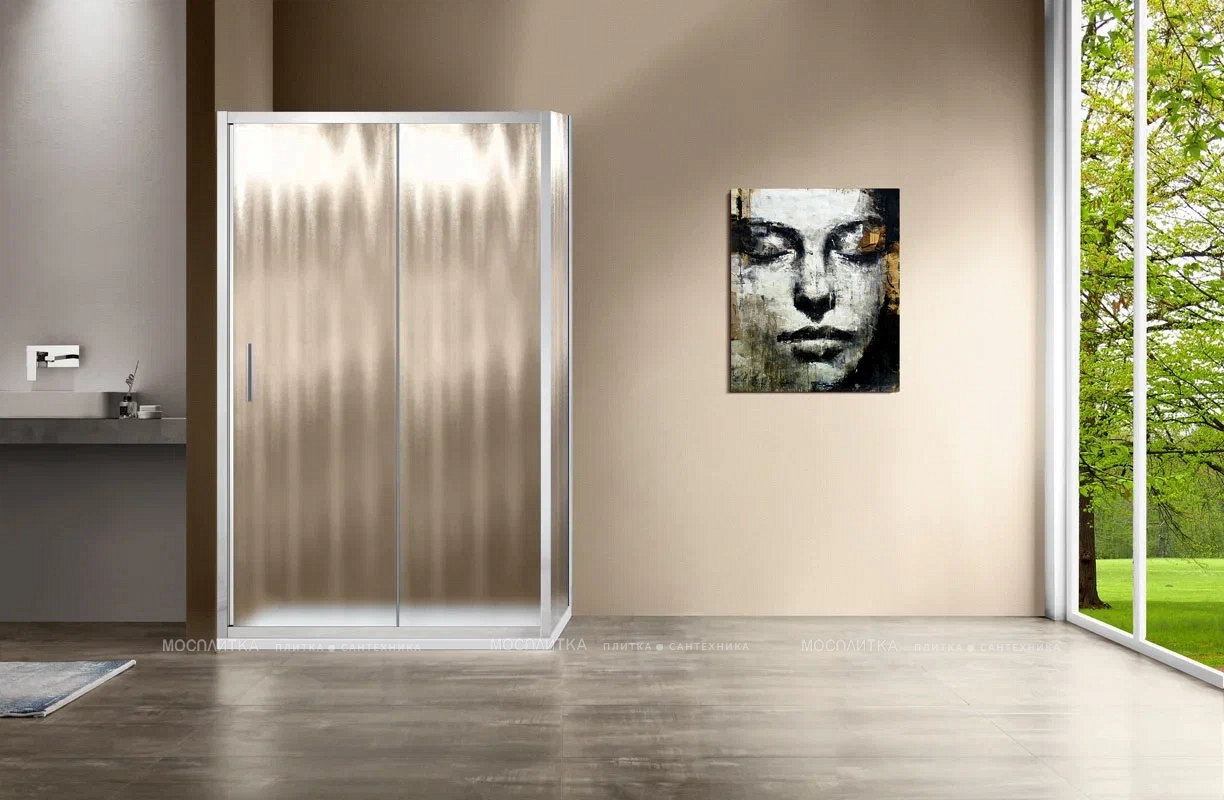 Душевой уголок Vincea Garda 150x90 см, VSR-1G9015CH, профиль хром, стекло рифленое - 3 изображение