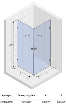 Душевой уголок прямоугольный Riho Scandic M209 100x90 см - 3 изображение