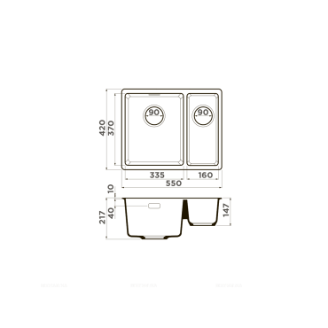 Кухонная мойка Omoikiri Kata 55-2-U-BL черная, 4993389 - 2 изображение