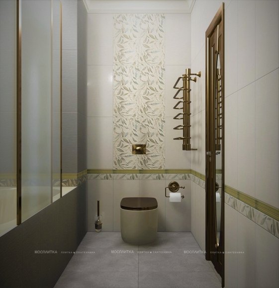 Дизайн Ванная в стиле Арт-деко в бежевом цвете №11627 - 5 изображение
