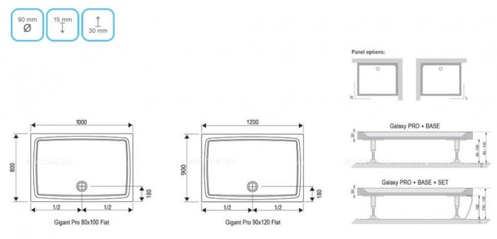 Душевой поддон Ravak Gigant Pro Flat XA03G411010 120x80см, белый - изображение 3