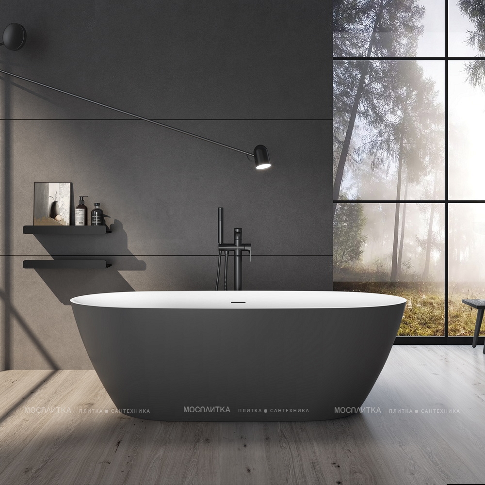 Акриловая ванна 170х78 см Black&White Swan SB330 Grey матовая серая / глянцевая белая - изображение 3