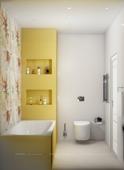 Дизайн Совмещённый санузел в стиле Современный в желтом цвете №11614 - 6 изображение