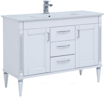 Комплект мебели для ванной Aquanet селена 120 см, белая, серебро - 13 изображение