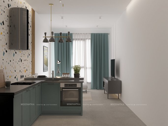 Дизайн Кухня-гостиная в стиле Минимализм в белом цвете №13130 - 3 изображение