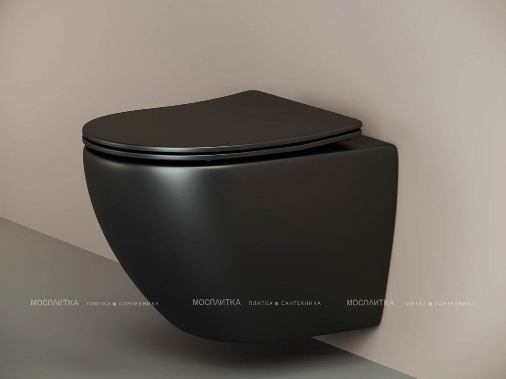 Комплект подвесной безободковый унитаз Ceramica Nova Metropol Rimless с крышкой-сиденьем CN4002MB, черный матовый + инсталляция Geberit Duofix 458.124.21.5 с кнопкой, хром глянцевый - изображение 2